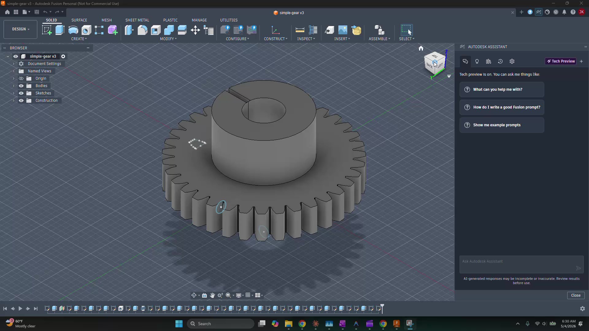 Final gear with teeth successfully generated