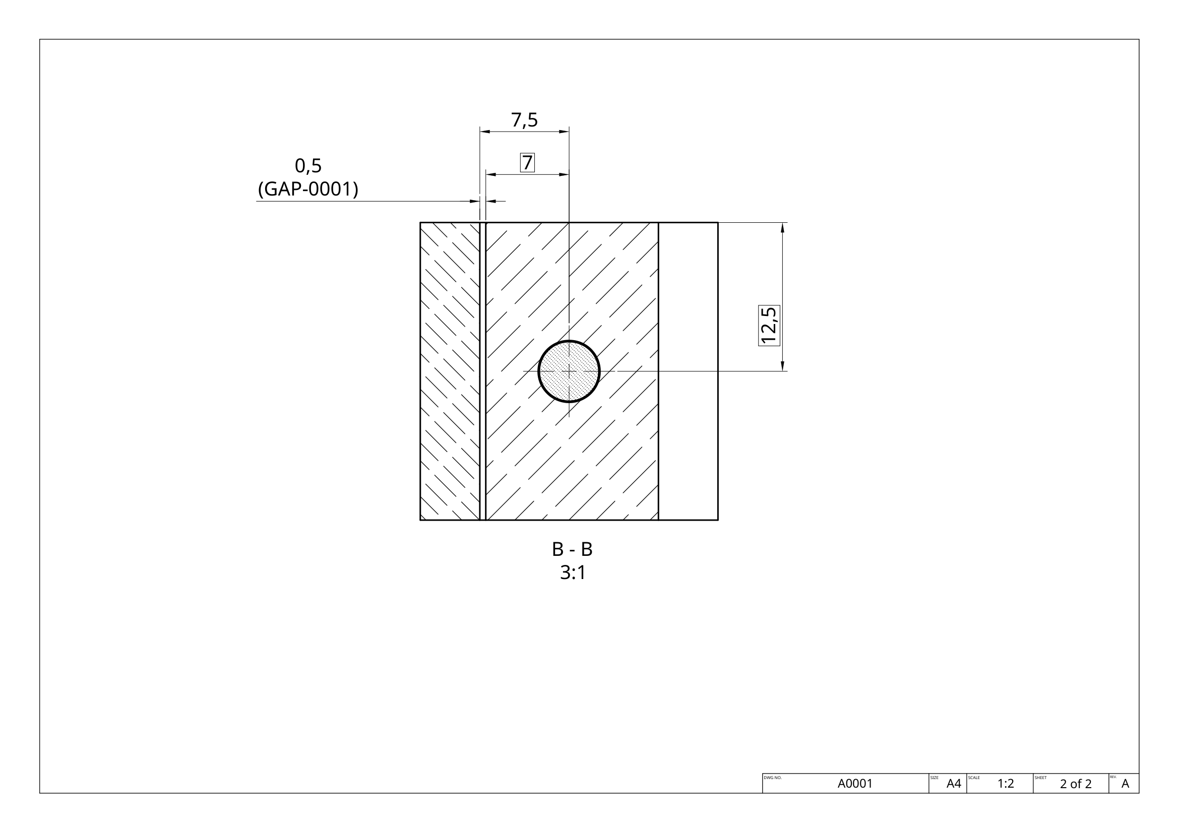 Assembly section B-B showing the second tolerance loop
